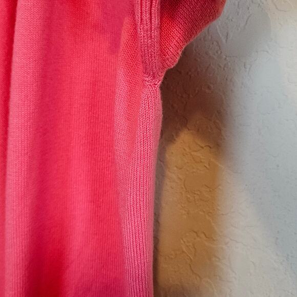 Denim & Co Pink Short Sleeve Zip Up Sweater Cardigan Barbiecore Vintage Sz Med - Picture 6 of 8
